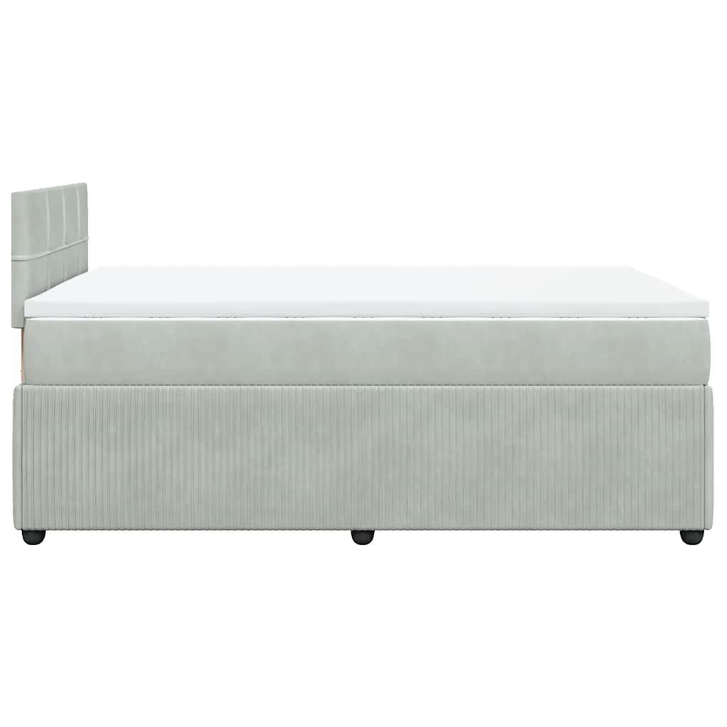 Κρεβάτι Boxspring με Στρώμα Ανοιχτό Γκρι 120x190 εκ. Βελούδινο - Pakobazaar