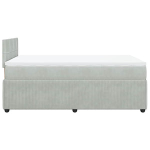 Κρεβάτι Boxspring με Στρώμα Ανοιχτό Γκρι 120x190 εκ. Βελούδινο - Pakobazaar