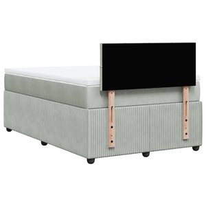 Κρεβάτι Boxspring με Στρώμα Ανοιχτό Γκρι 120x190 εκ. Βελούδινο - Pakobazaar