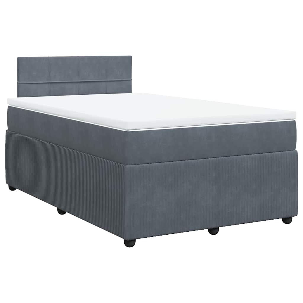 Κρεβάτι Boxspring με Στρώμα Σκούρο Γκρι 120x190 εκ. Βελούδινο