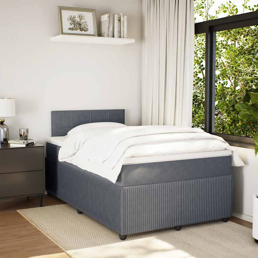 Κρεβάτι Boxspring με Στρώμα Σκούρο Γκρι 120x190 εκ. Βελούδινο