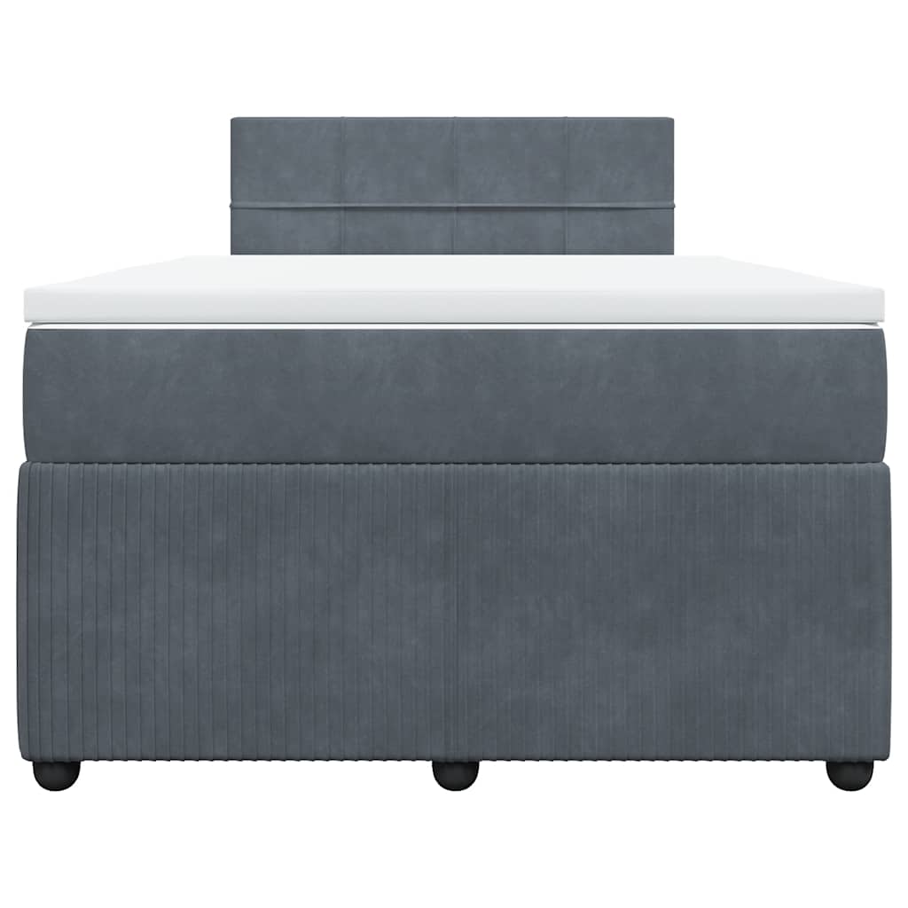 Κρεβάτι Boxspring με Στρώμα Σκούρο Γκρι 120x190 εκ. Βελούδινο