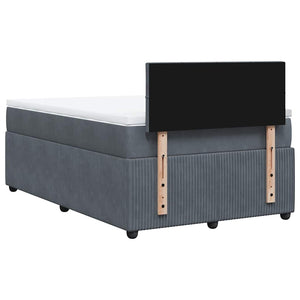 Κρεβάτι Boxspring με Στρώμα Σκούρο Γκρι 120x190 εκ. Βελούδινο