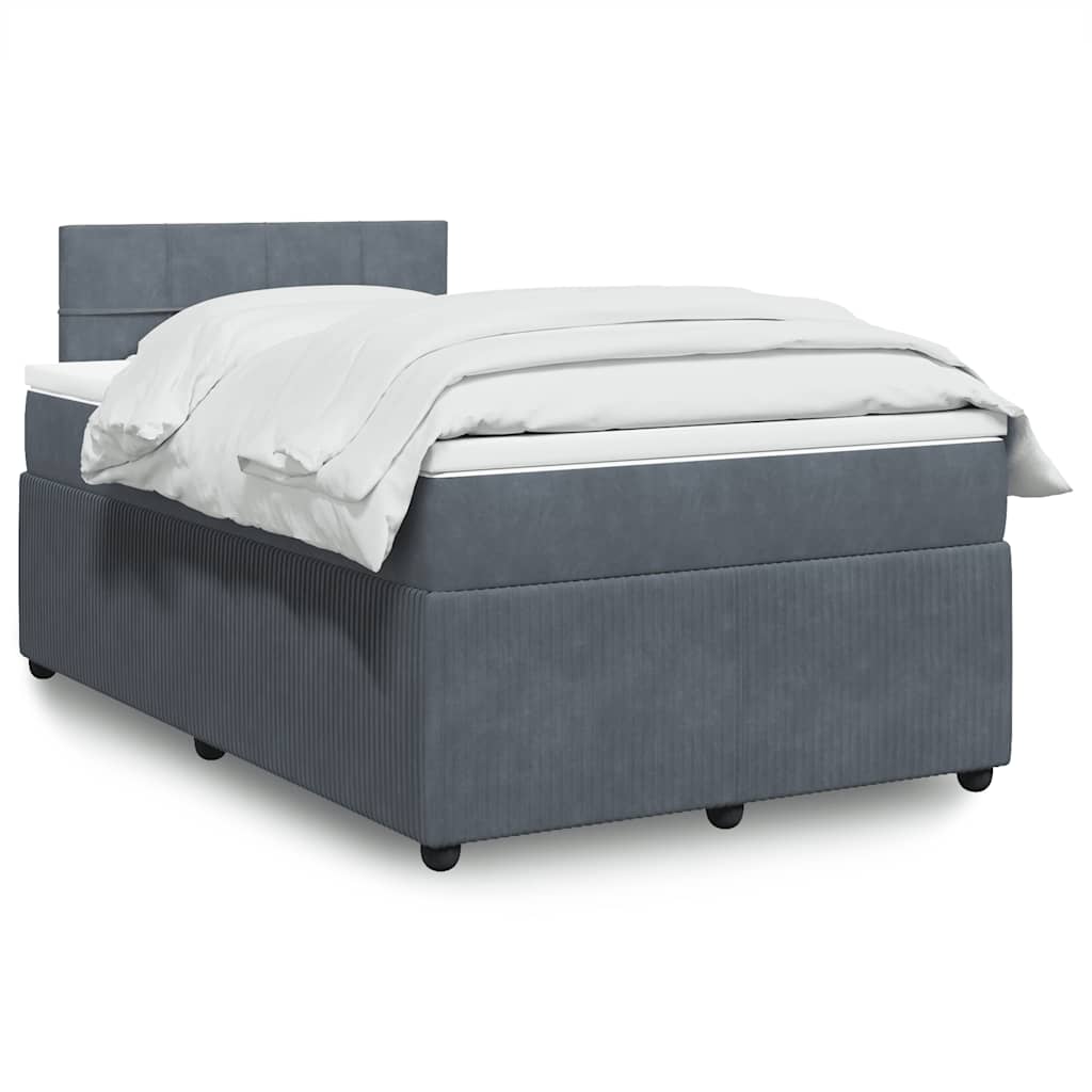 Κρεβάτι Boxspring με Στρώμα Σκούρο Γκρι 120x190 εκ. Βελούδινο