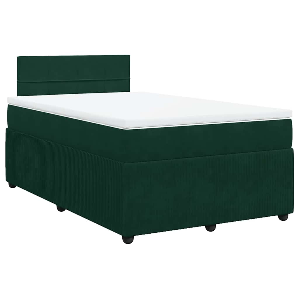 Κρεβάτι Boxspring με Στρώμα Σκούρο Πράσινο 120x190εκ. Βελούδινο - Pakobazaar