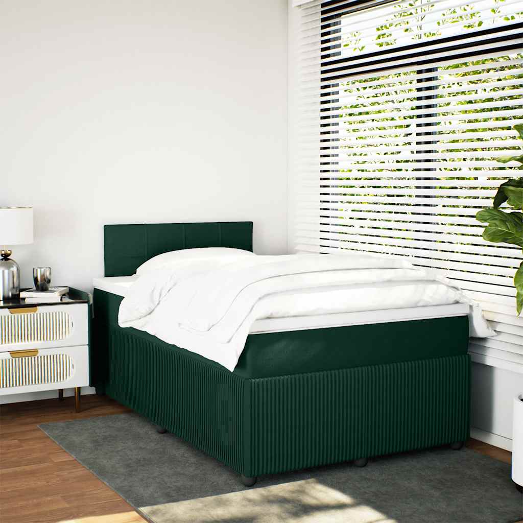 Κρεβάτι Boxspring με Στρώμα Σκούρο Πράσινο 120x190εκ. Βελούδινο - Pakobazaar