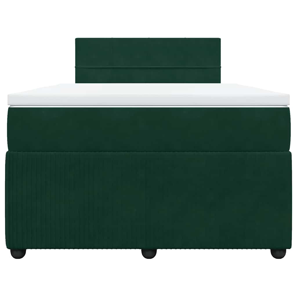 Κρεβάτι Boxspring με Στρώμα Σκούρο Πράσινο 120x190εκ. Βελούδινο - Pakobazaar