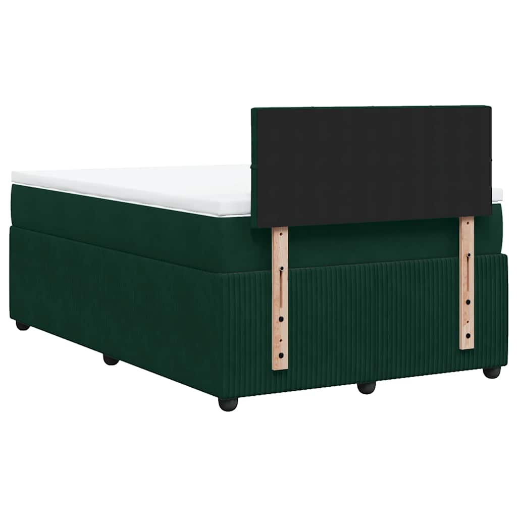 Κρεβάτι Boxspring με Στρώμα Σκούρο Πράσινο 120x190εκ. Βελούδινο - Pakobazaar
