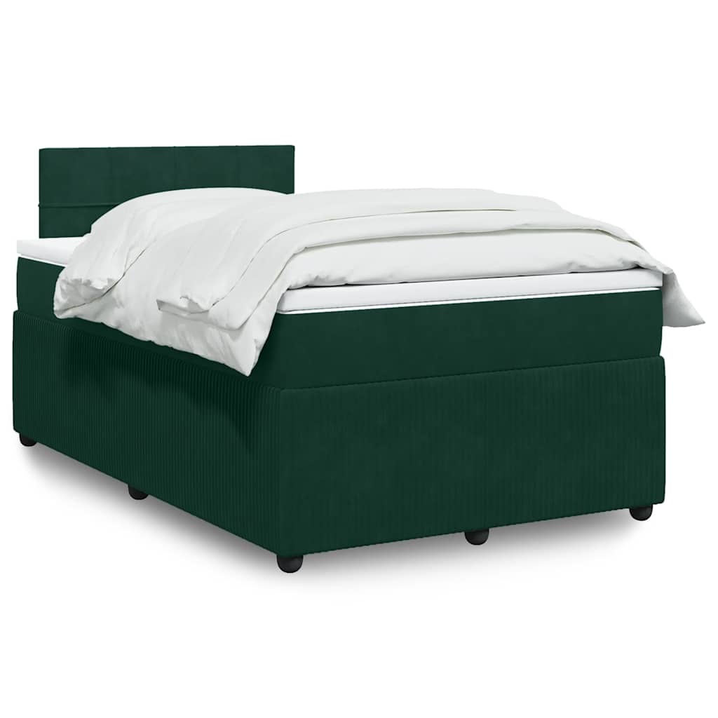 Κρεβάτι Boxspring με Στρώμα Σκούρο Πράσινο 120x190εκ. Βελούδινο - Pakobazaar