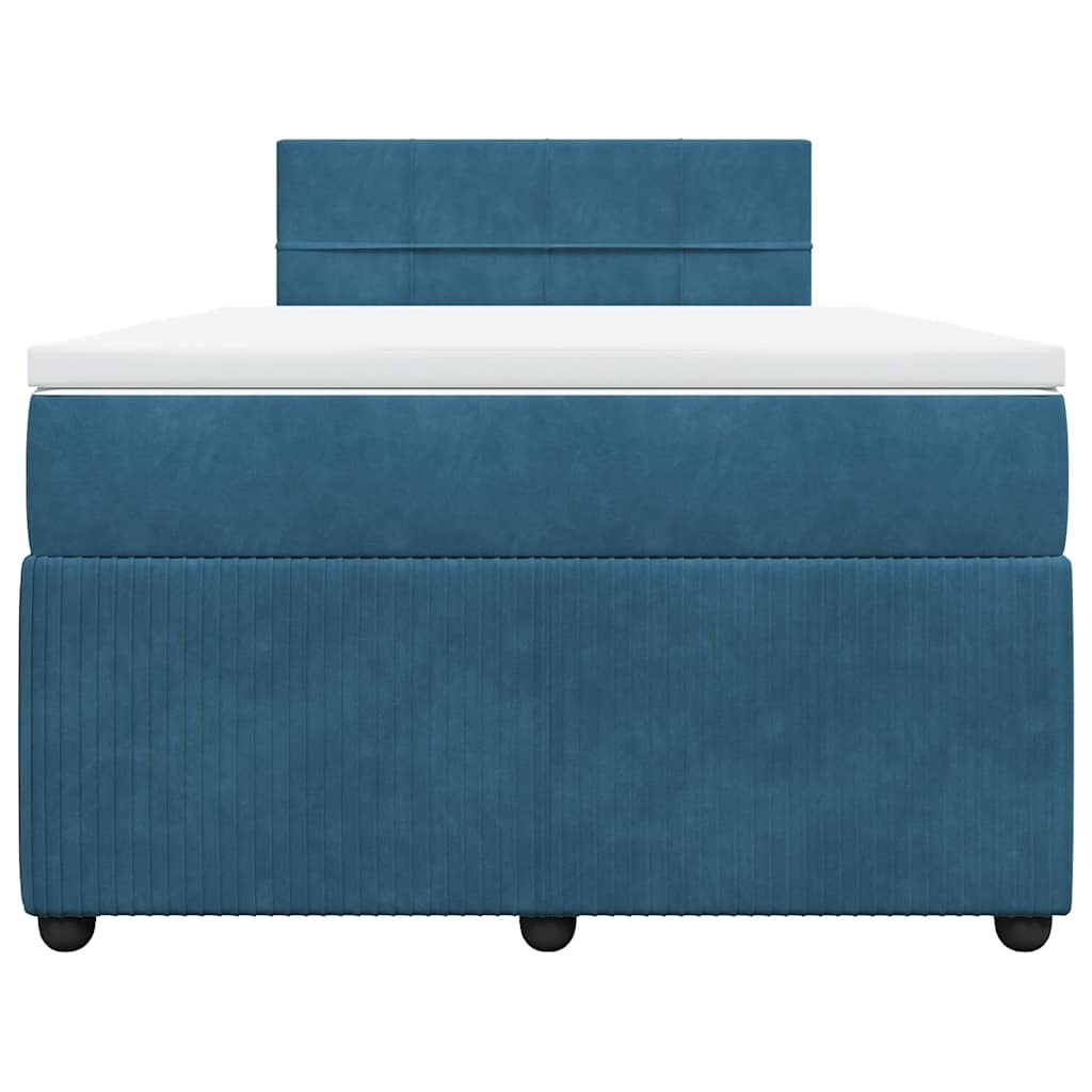 Κρεβάτι Boxspring με Στρώμα Μπλε 120x190 εκ. Βελούδινο