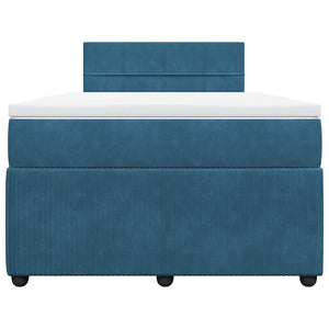 Κρεβάτι Boxspring με Στρώμα Μπλε 120x190 εκ. Βελούδινο