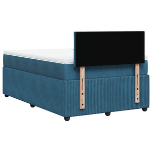 Κρεβάτι Boxspring με Στρώμα Μπλε 120x190 εκ. Βελούδινο