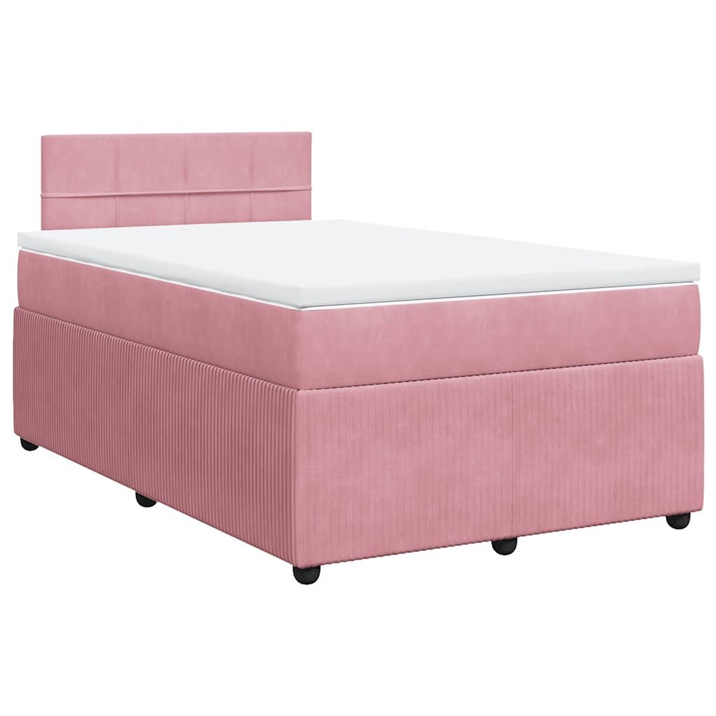 Κρεβάτι Boxspring με Στρώμα Ροζ 120x190 εκ. Βελούδινο - Pakobazaar