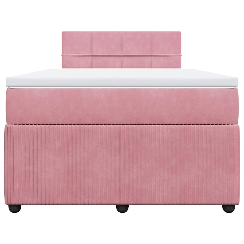 Κρεβάτι Boxspring με Στρώμα Ροζ 120x190 εκ. Βελούδινο - Pakobazaar