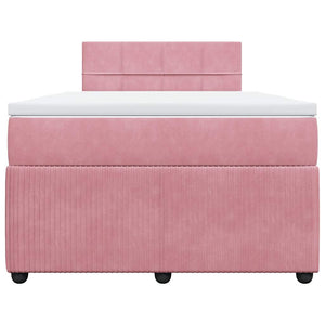 Κρεβάτι Boxspring με Στρώμα Ροζ 120x190 εκ. Βελούδινο - Pakobazaar