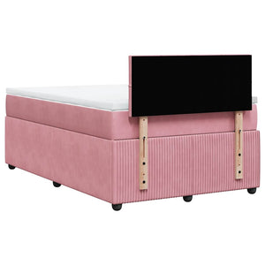 Κρεβάτι Boxspring με Στρώμα Ροζ 120x190 εκ. Βελούδινο - Pakobazaar
