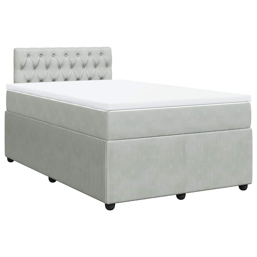 Κρεβάτι Boxspring με Στρώμα Ανοιχτό Γκρι 120x190 εκ. Βελούδινο - Pakobazaar