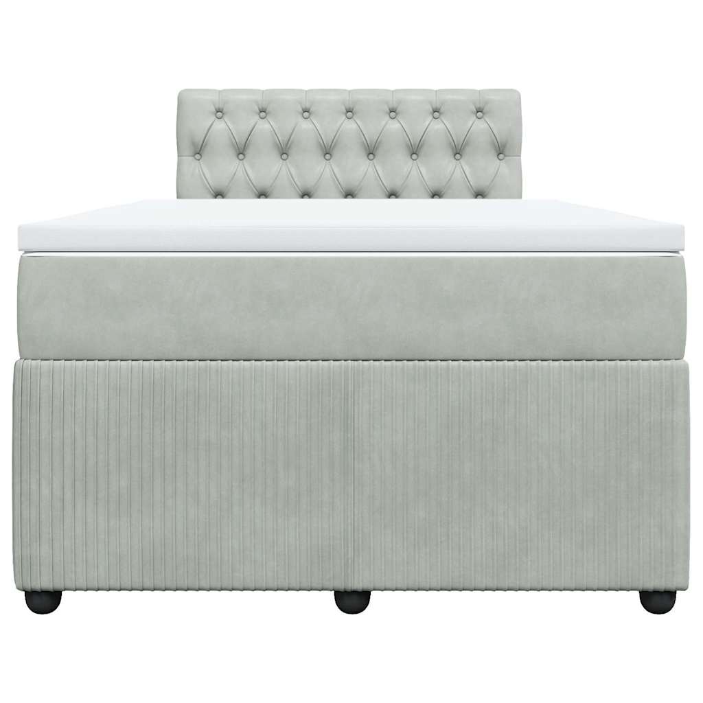 Κρεβάτι Boxspring με Στρώμα Ανοιχτό Γκρι 120x190 εκ. Βελούδινο - Pakobazaar