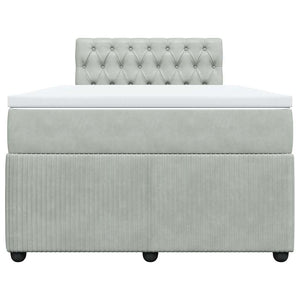 Κρεβάτι Boxspring με Στρώμα Ανοιχτό Γκρι 120x190 εκ. Βελούδινο - Pakobazaar