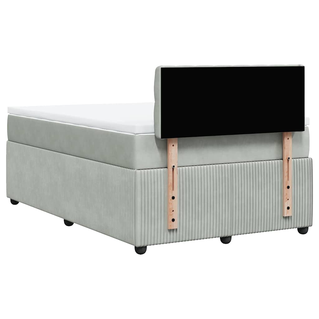 Κρεβάτι Boxspring με Στρώμα Ανοιχτό Γκρι 120x190 εκ. Βελούδινο - Pakobazaar