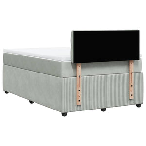 Κρεβάτι Boxspring με Στρώμα Ανοιχτό Γκρι 120x190 εκ. Βελούδινο - Pakobazaar
