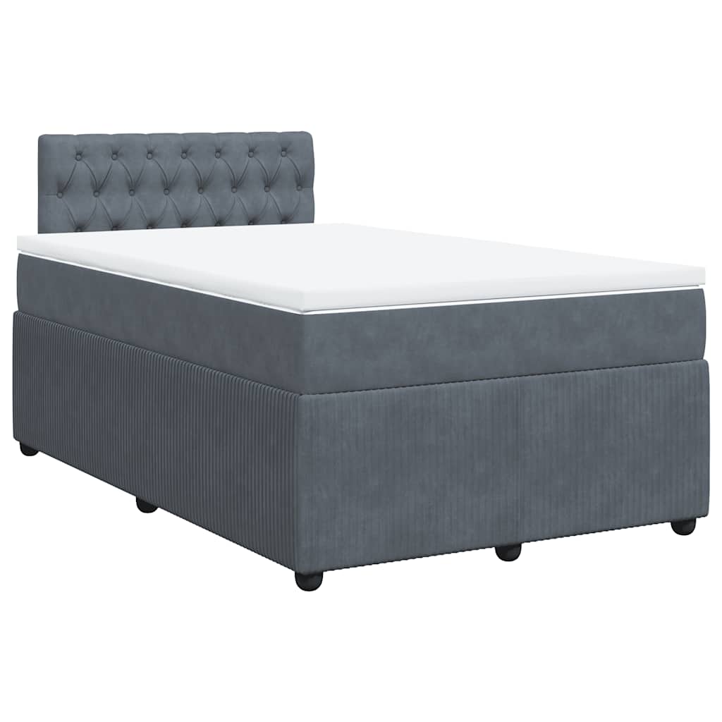 Κρεβάτι Boxspring με Στρώμα Σκούρο Γκρι 120x190 εκ. Βελούδινο