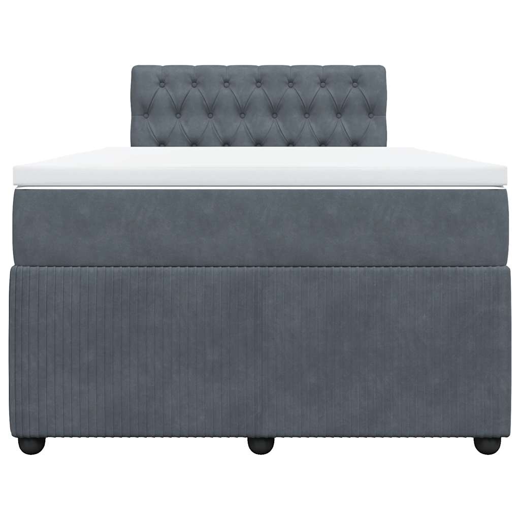 Κρεβάτι Boxspring με Στρώμα Σκούρο Γκρι 120x190 εκ. Βελούδινο