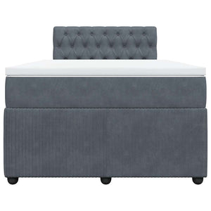 Κρεβάτι Boxspring με Στρώμα Σκούρο Γκρι 120x190 εκ. Βελούδινο