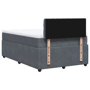 Κρεβάτι Boxspring με Στρώμα Σκούρο Γκρι 120x190 εκ. Βελούδινο