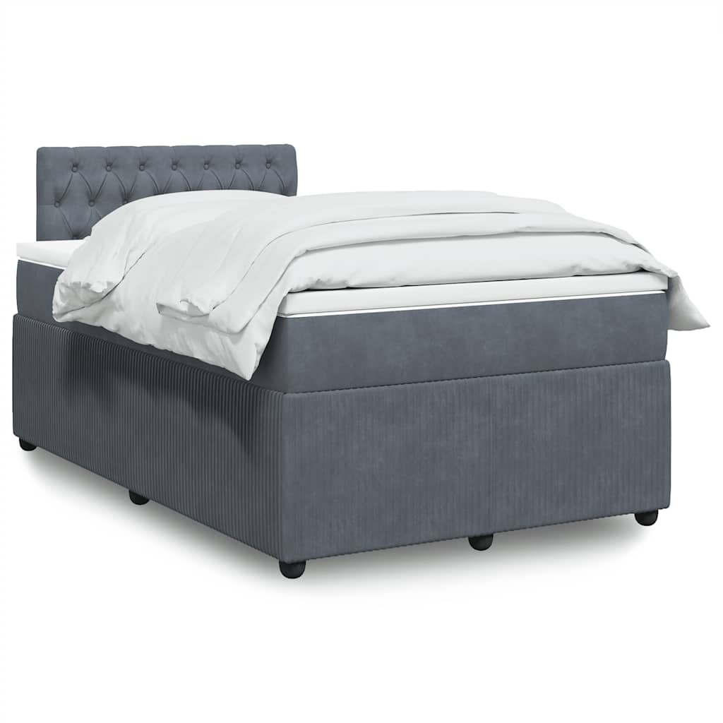 Κρεβάτι Boxspring με Στρώμα Σκούρο Γκρι 120x190 εκ. Βελούδινο