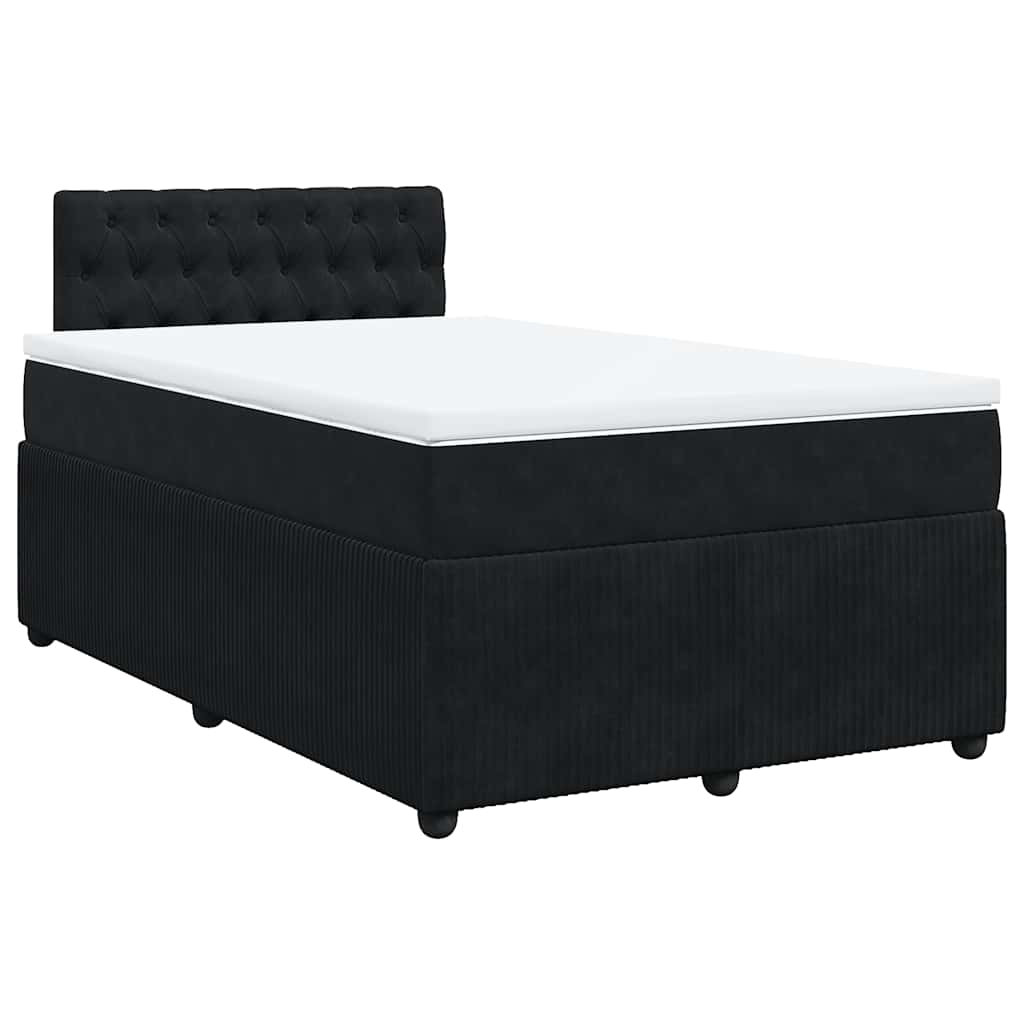Κρεβάτι Boxspring με Στρώμα Μαύρο 120x190 εκ. Βελούδινο