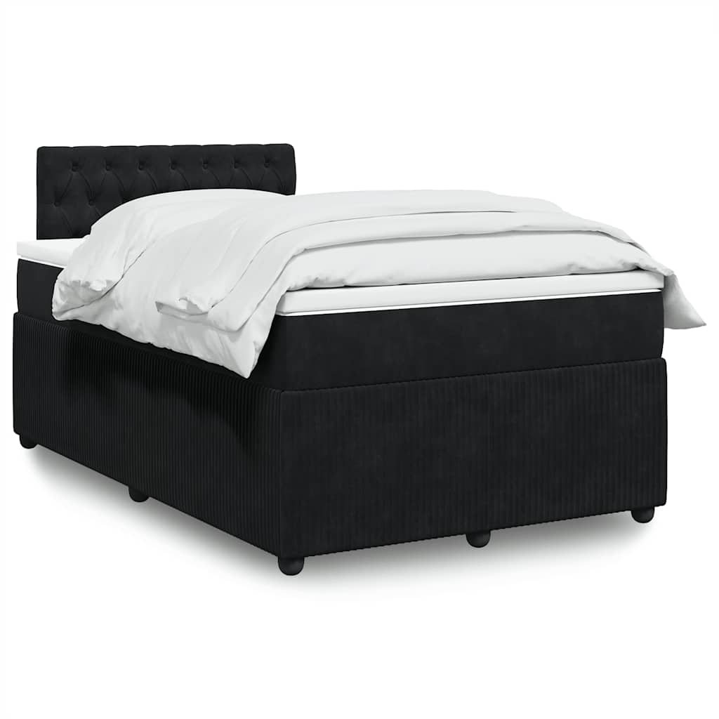 Κρεβάτι Boxspring με Στρώμα Μαύρο 120x190 εκ. Βελούδινο
