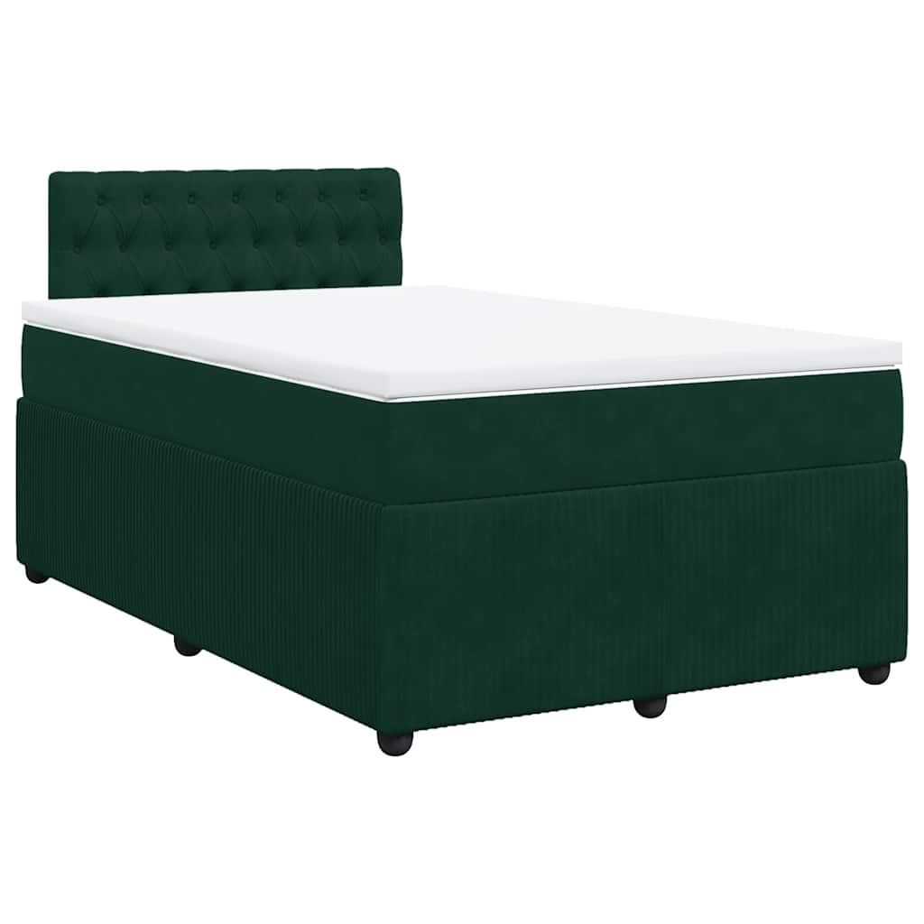 Κρεβάτι Boxspring με Στρώμα Σκούρο Πράσινο 120x190εκ. Βελούδινο - Pakobazaar