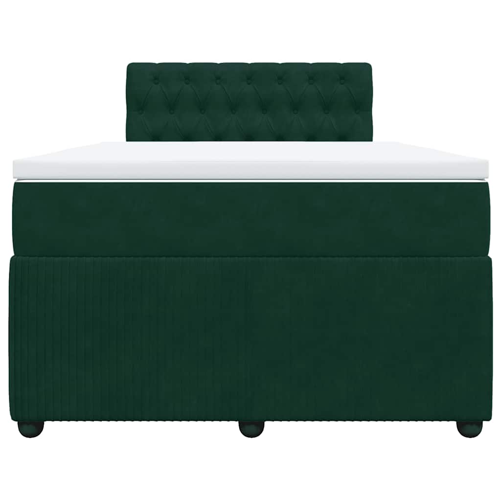 Κρεβάτι Boxspring με Στρώμα Σκούρο Πράσινο 120x190εκ. Βελούδινο - Pakobazaar