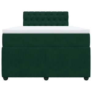 Κρεβάτι Boxspring με Στρώμα Σκούρο Πράσινο 120x190εκ. Βελούδινο - Pakobazaar