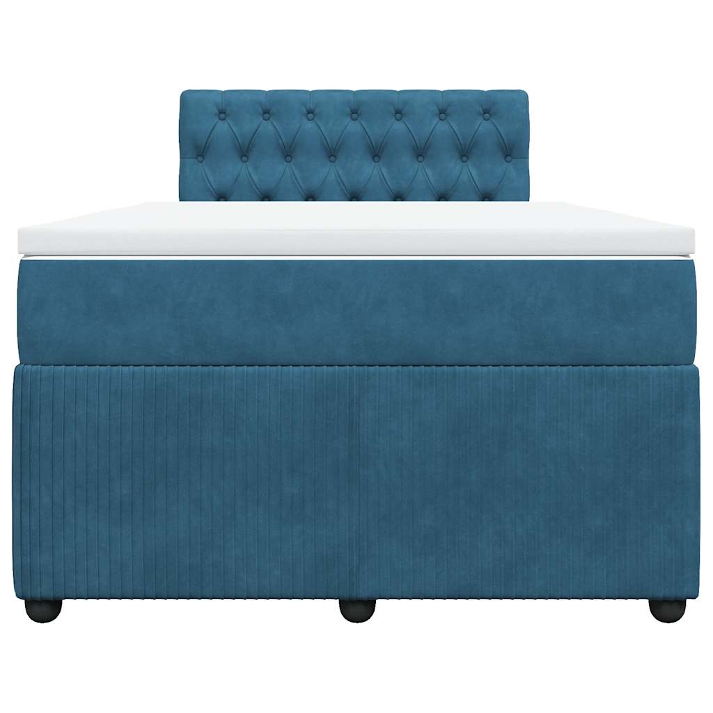 Κρεβάτι Boxspring με Στρώμα Μπλε 120x190 εκ. Βελούδινο - Pakobazaar
