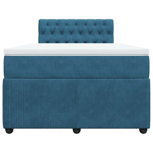 Κρεβάτι Boxspring με Στρώμα Μπλε 120x190 εκ. Βελούδινο - Pakobazaar