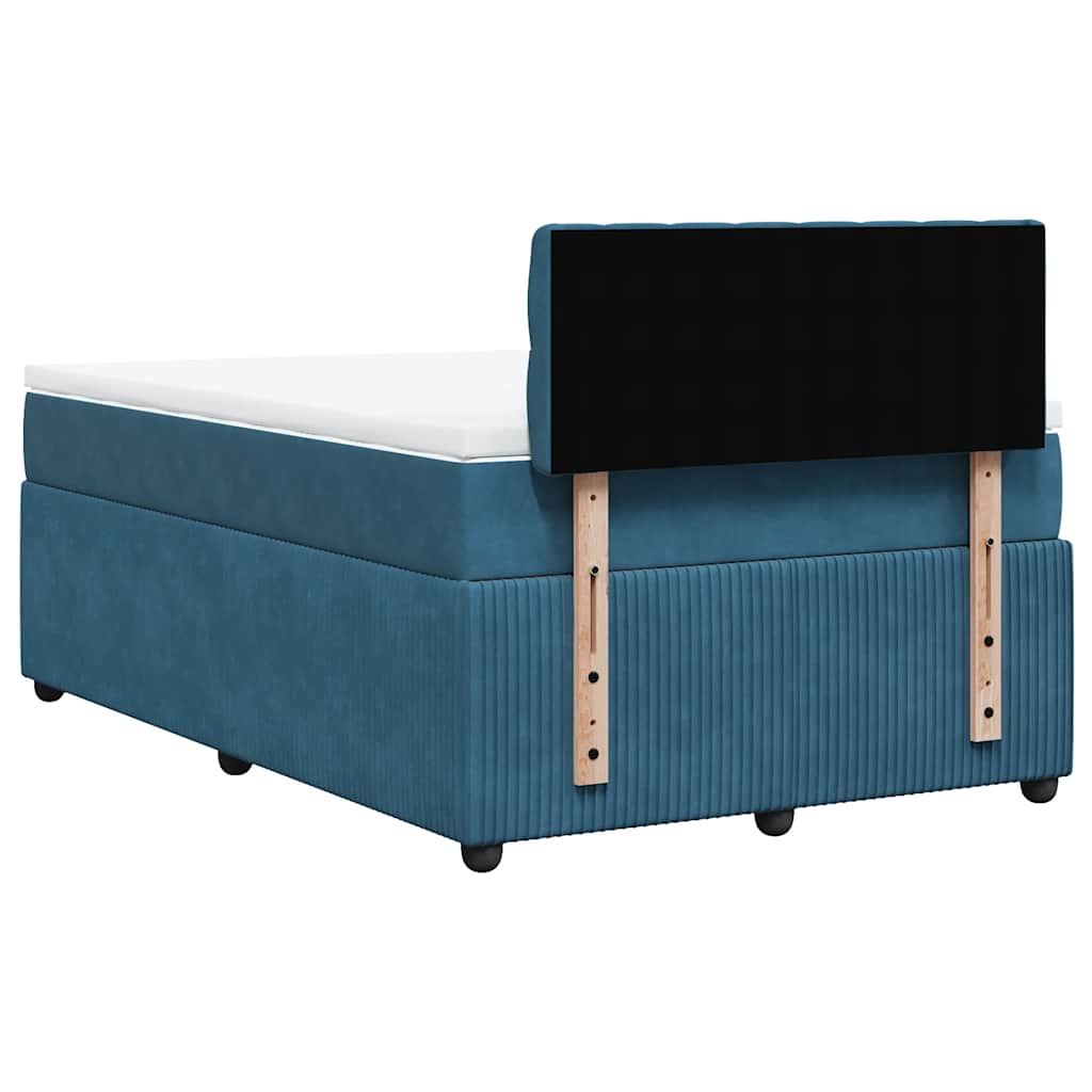 Κρεβάτι Boxspring με Στρώμα Μπλε 120x190 εκ. Βελούδινο - Pakobazaar