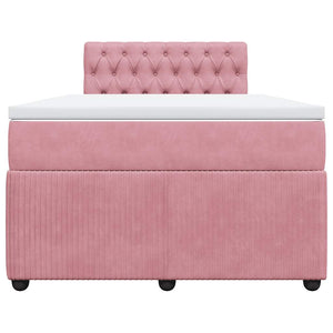 Κρεβάτι Boxspring με Στρώμα Ροζ 120x190 εκ. Βελούδινο - Pakobazaar
