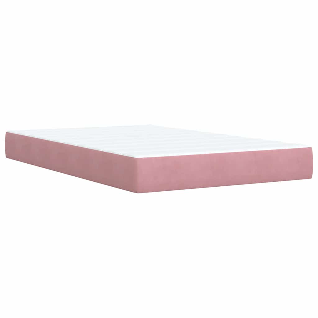 Κρεβάτι Boxspring με Στρώμα Ροζ 120x190 εκ. Βελούδινο - Pakobazaar