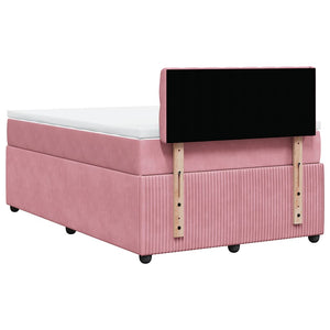 Κρεβάτι Boxspring με Στρώμα Ροζ 120x190 εκ. Βελούδινο - Pakobazaar