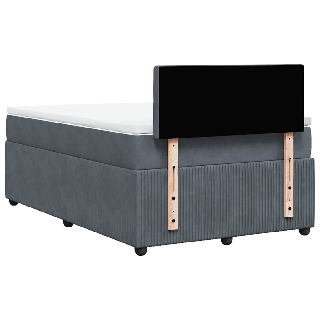 Κρεβάτι Boxspring με Στρώμα Σκούρο Γκρι 120x190 εκ. Βελούδινο