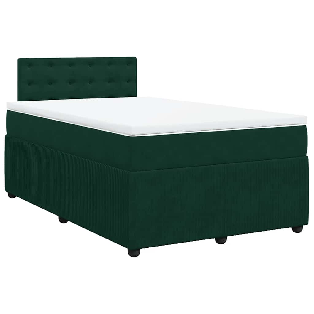 Κρεβάτι Boxspring με Στρώμα Σκούρο Πράσινο 120x190εκ. Βελούδινο - Pakobazaar