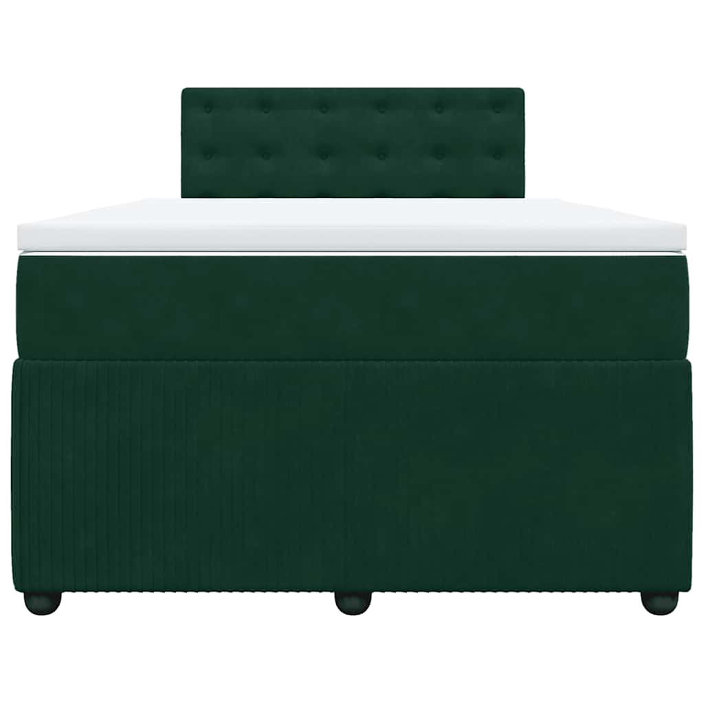 Κρεβάτι Boxspring με Στρώμα Σκούρο Πράσινο 120x190εκ. Βελούδινο - Pakobazaar