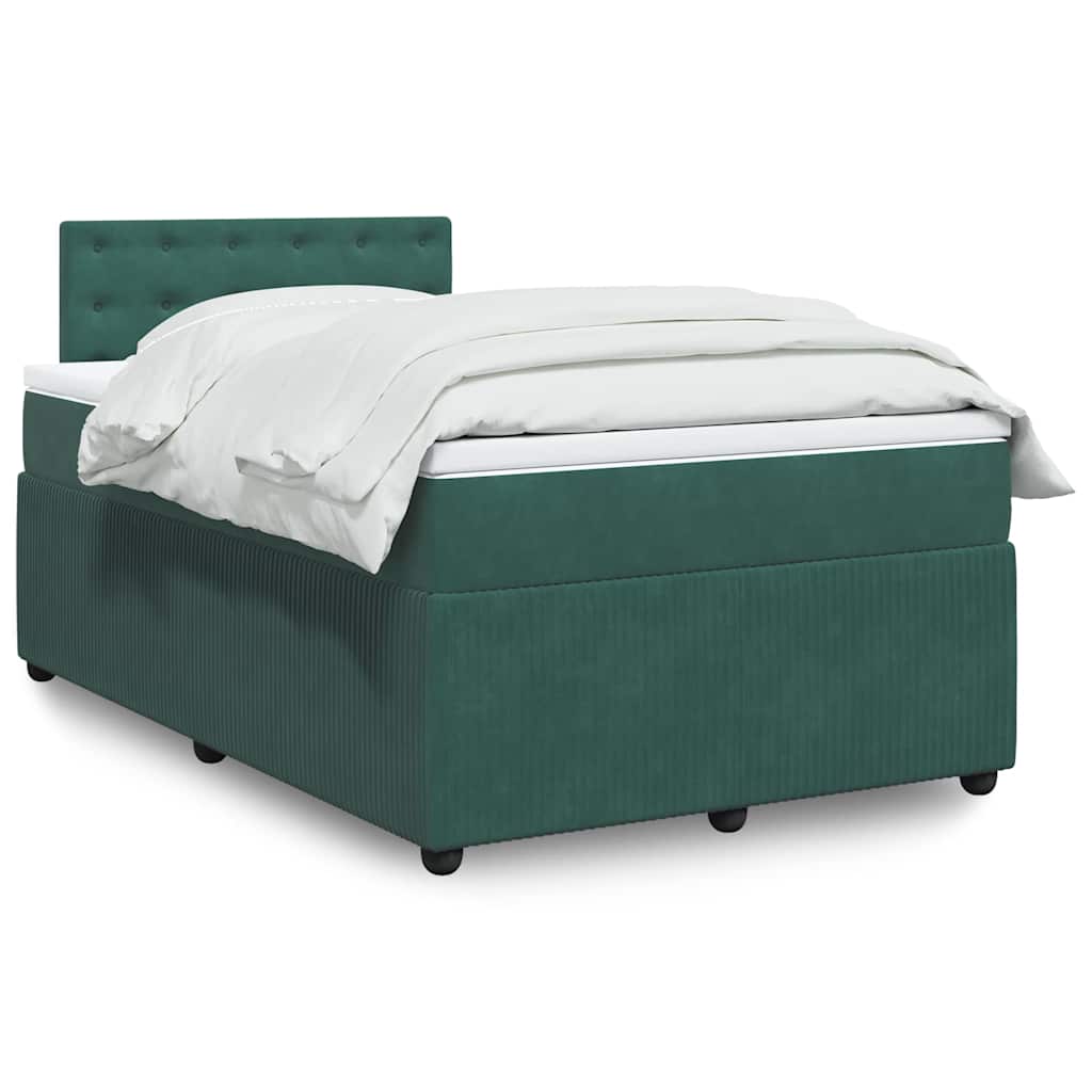 Κρεβάτι Boxspring με Στρώμα Σκούρο Πράσινο 120x190εκ. Βελούδινο - Pakobazaar