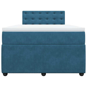 Κρεβάτι Boxspring με Στρώμα Μπλε 120x190 εκ. Βελούδινο