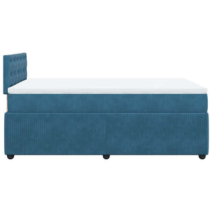 Κρεβάτι Boxspring με Στρώμα Μπλε 120x190 εκ. Βελούδινο