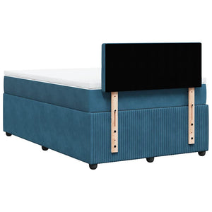 Κρεβάτι Boxspring με Στρώμα Μπλε 120x190 εκ. Βελούδινο