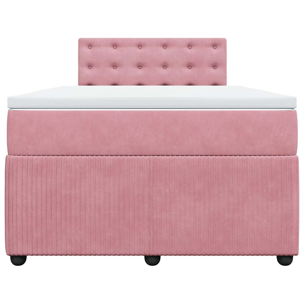 Κρεβάτι Boxspring με Στρώμα Ροζ 120x190 εκ. Βελούδινο - Pakobazaar