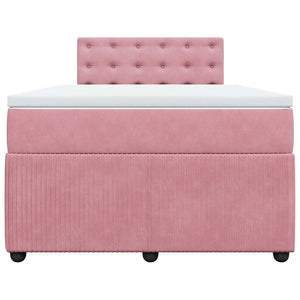 Κρεβάτι Boxspring με Στρώμα Ροζ 120x190 εκ. Βελούδινο - Pakobazaar
